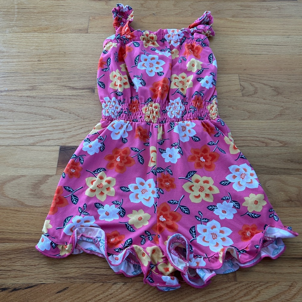 Floral Pink Ruffle romper - Picture 2 of 3